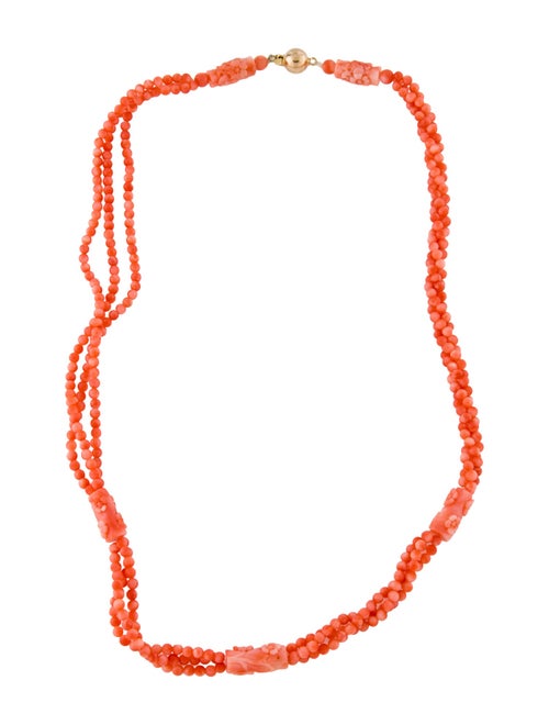 Necklace 14K Coral Bead Strand Necklace