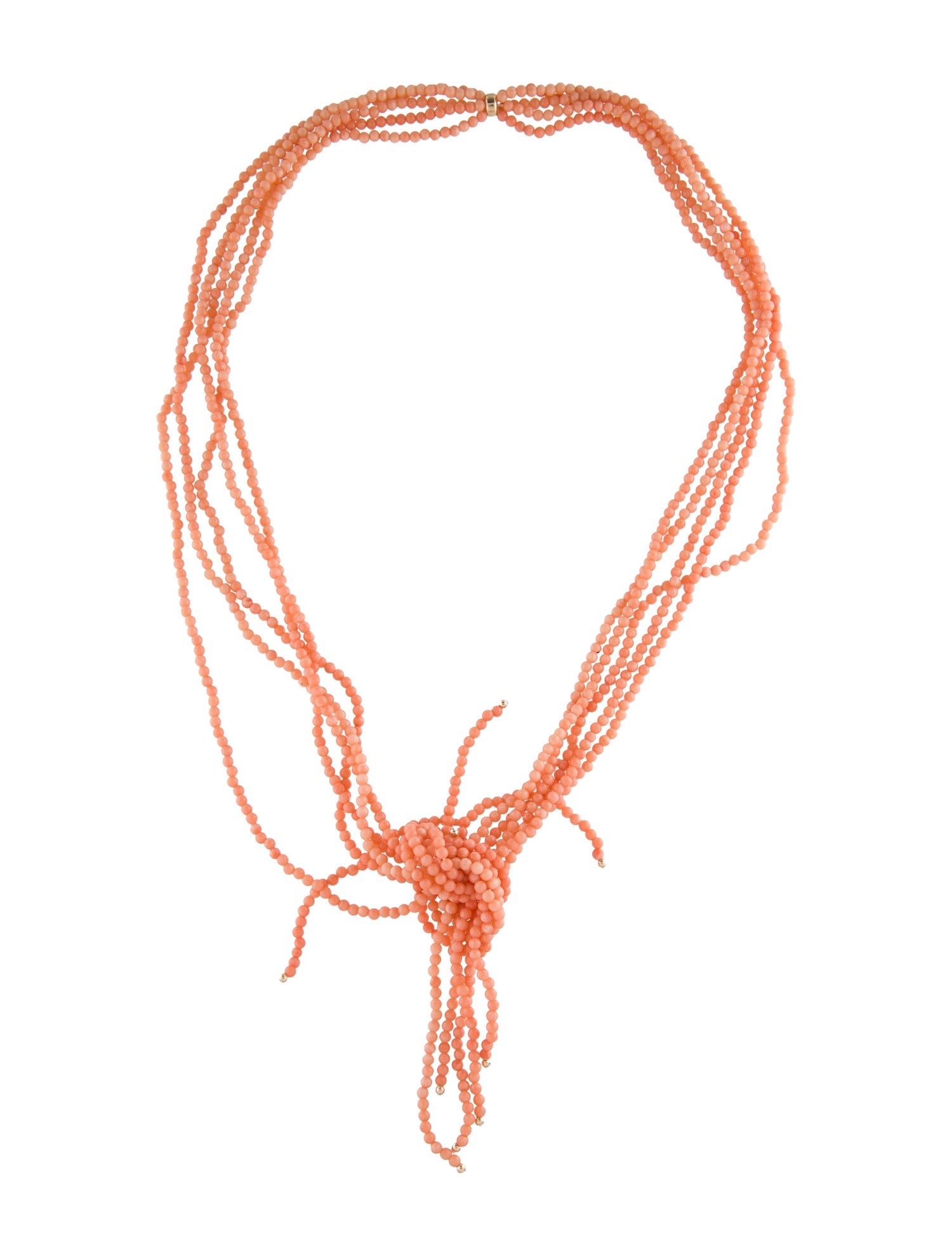 Necklace 14K Coral Bead Strand Lariat