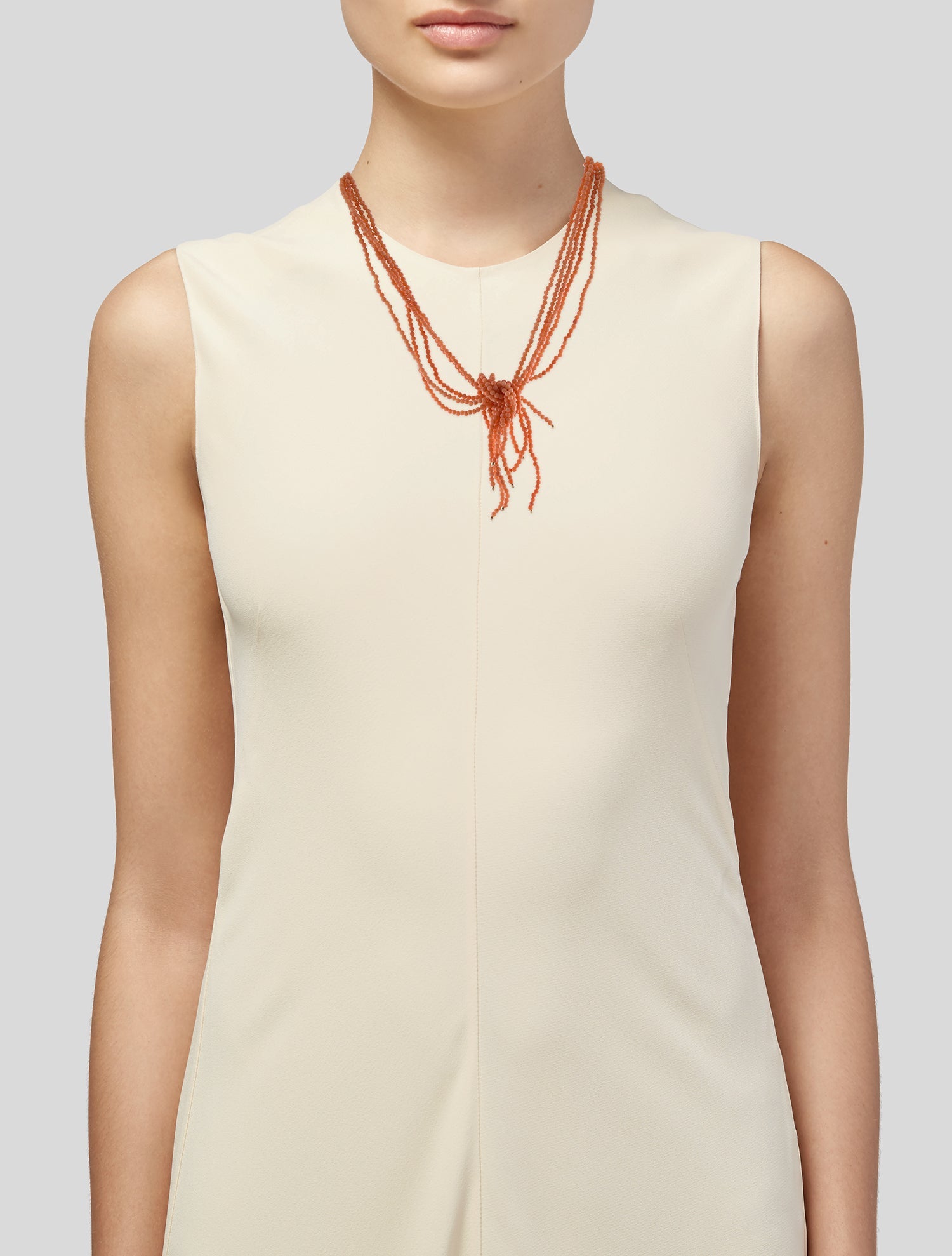 Necklace 14K Coral Bead Strand Lariat