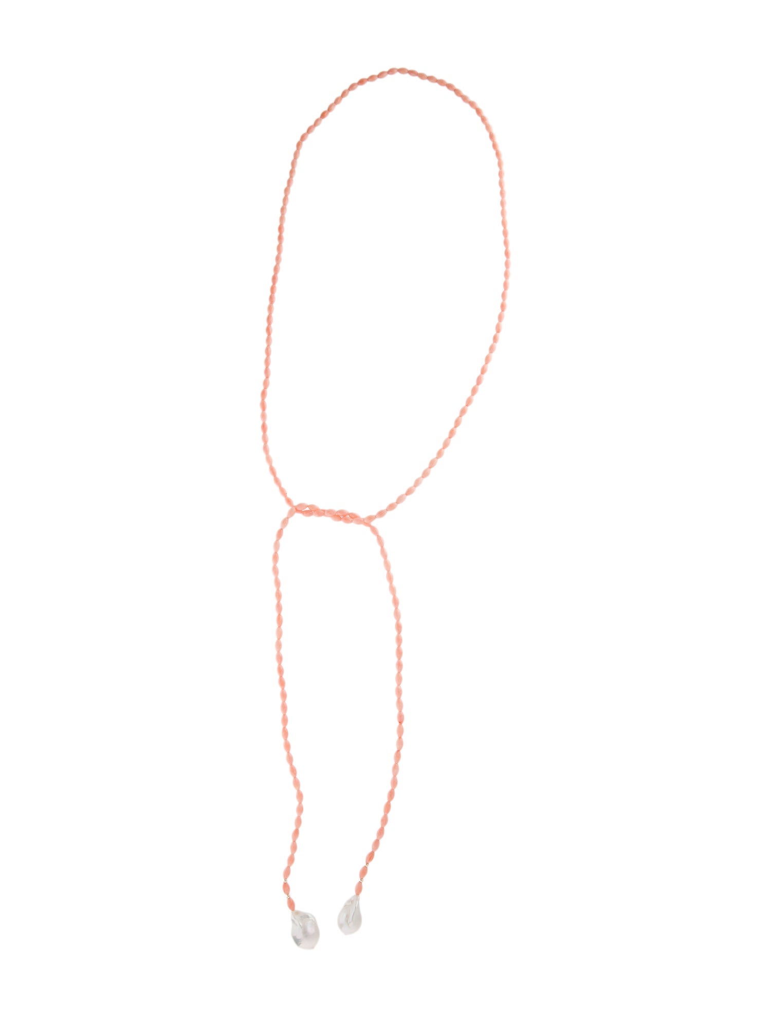 Necklace 14K Pearl & Coral Beaded Lariat