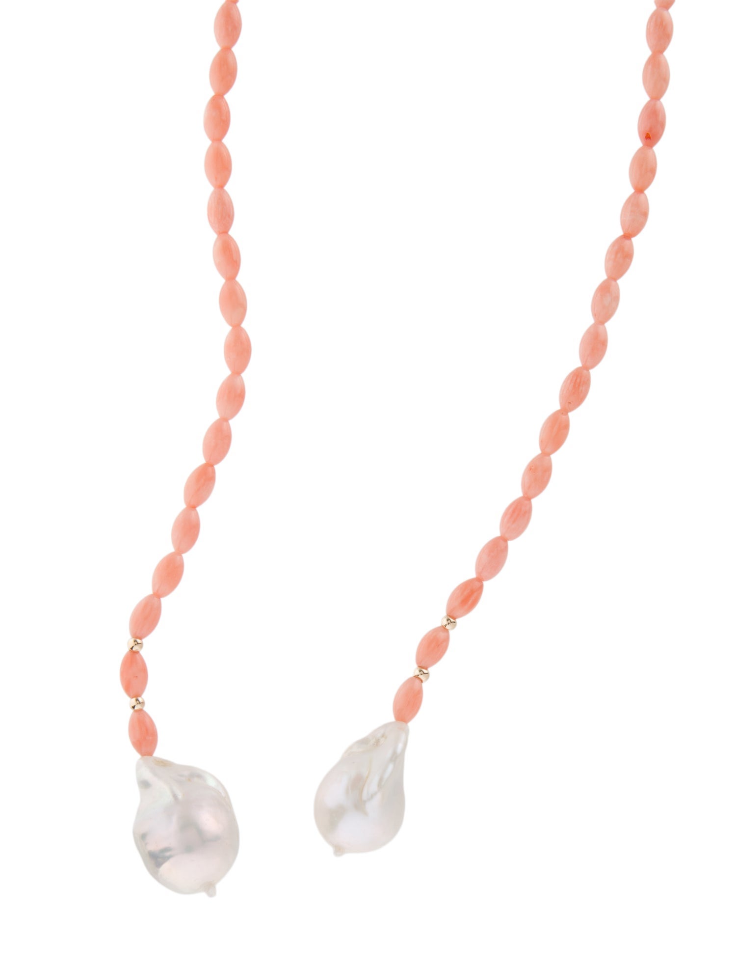 Necklace 14K Pearl & Coral Beaded Lariat
