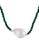 Necklace 14K Pearl & Malachite Beaded Necklace