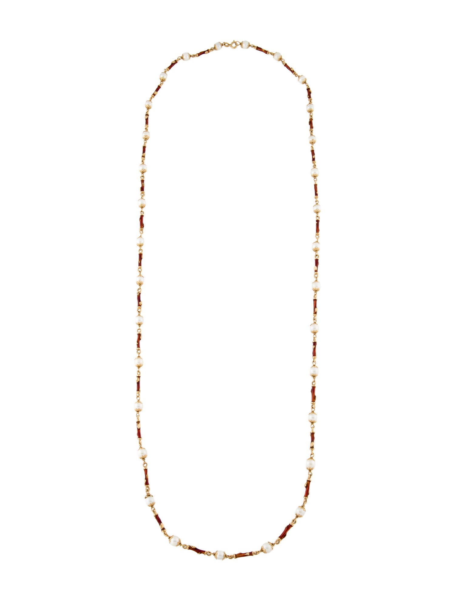 Necklace 18K Pearl & Enamel Branch Station