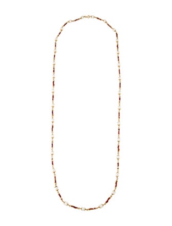 Necklace 18K Pearl & Enamel Branch Station Necklace