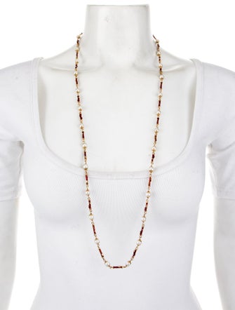 Necklace 18K Pearl & Enamel Branch Station Necklace