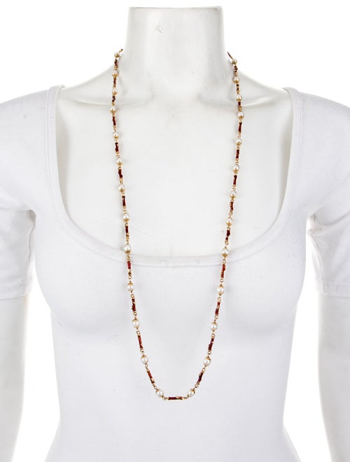 Necklace 18K Pearl & Enamel Branch Station Necklace