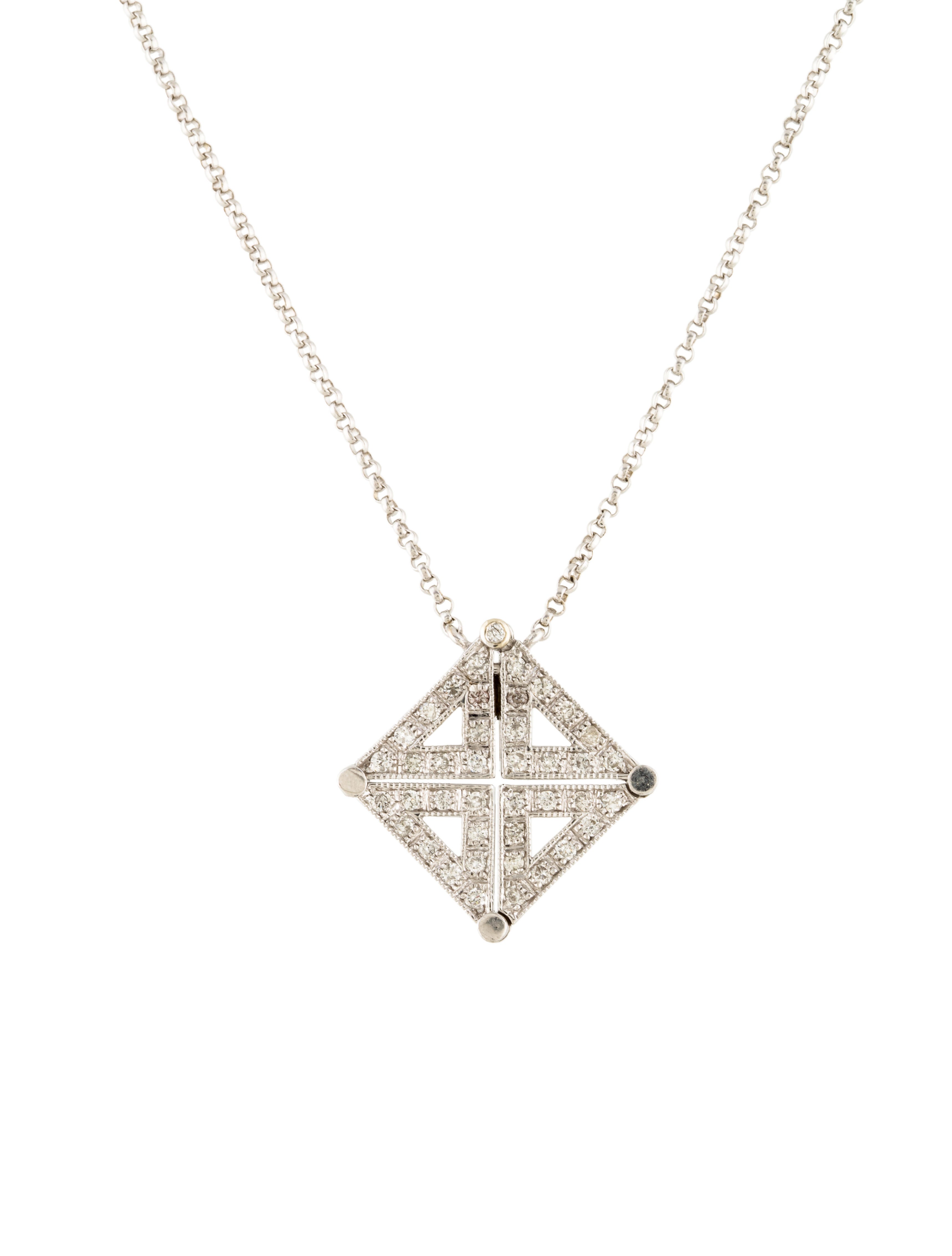 Necklace 14K Diamond Square Pendant Necklace - Necklaces - NECKL30566 ...