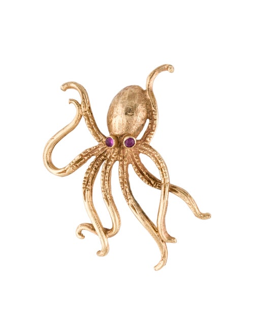 Necklace 14K Ruby Octopus Pendant