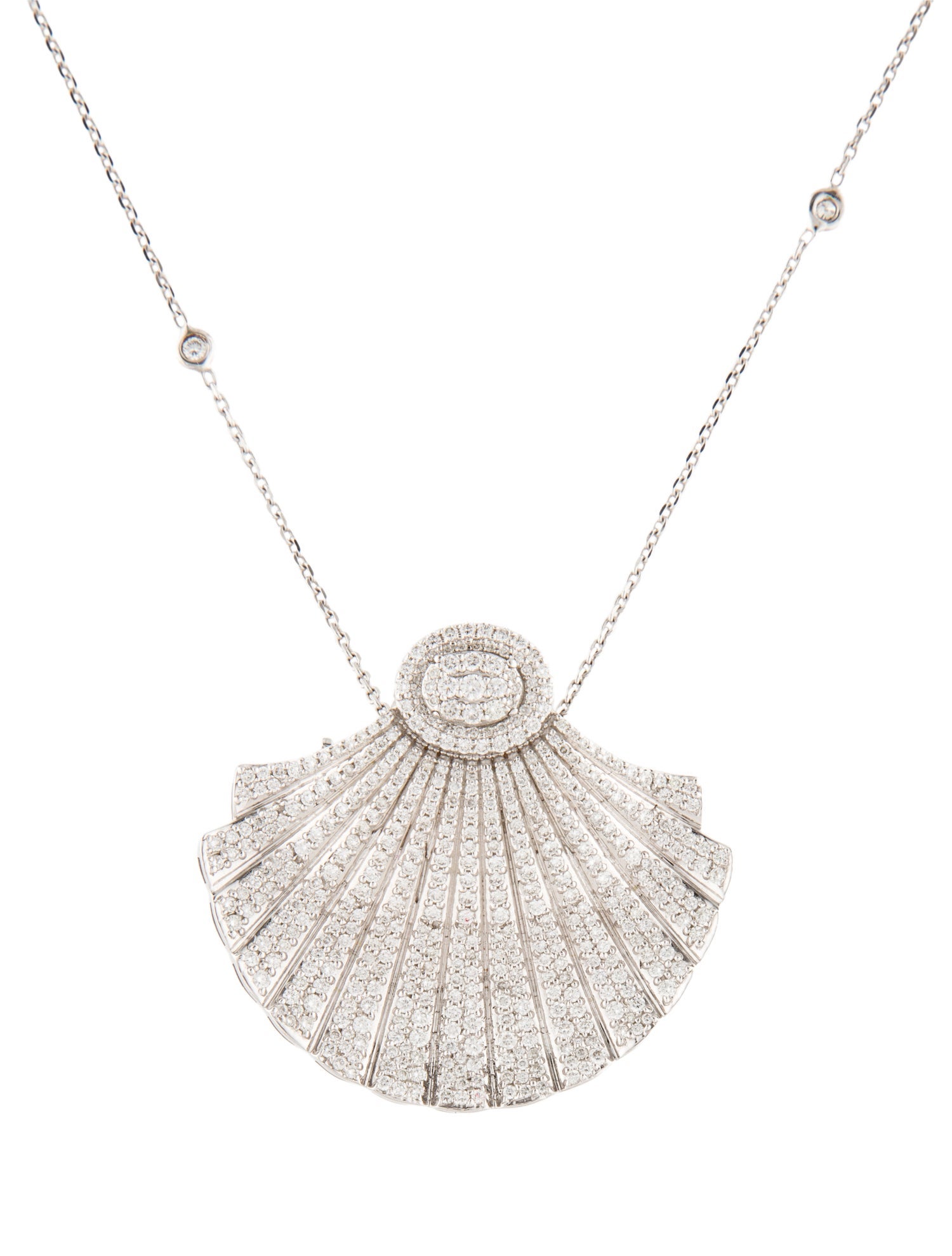 Necklace 18K 6.52ctw Diamond Sea Shell Convertible Pendant