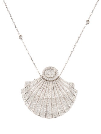 Necklace 18K 6.52ctw Diamond Sea Shell Convertible Pendant Necklace