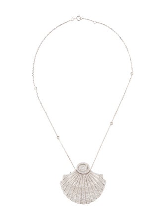 Necklace 18K 6.52ctw Diamond Sea Shell Convertible Pendant Necklace