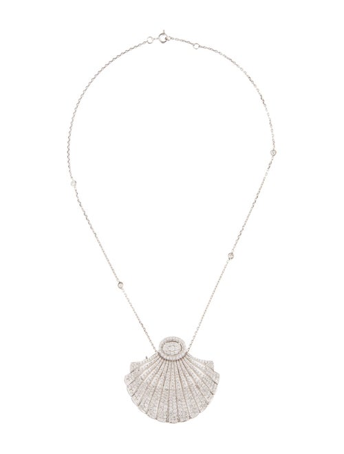 Necklace 18K 6.52ctw Diamond Sea Shell Convertible Pendant Necklace