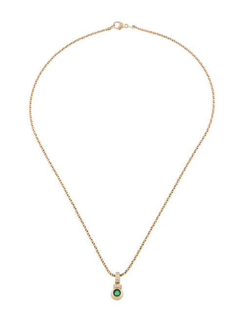 Necklace 14K Emerald & Diamond Pendant Necklace