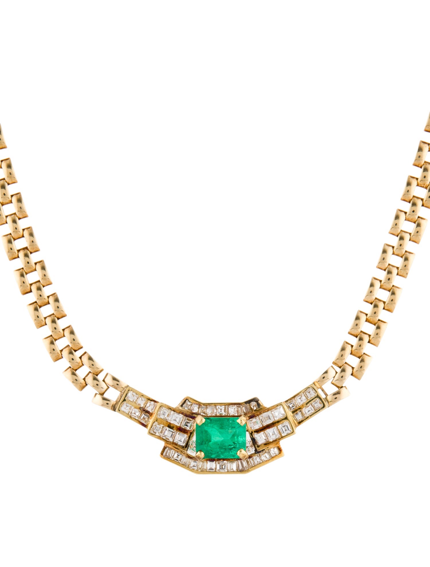 Necklace 14K 2.80ct Emerald & Diamond Collar
