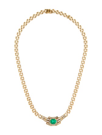 Necklace 14K 2.80ct Emerald & Diamond Collar Necklace