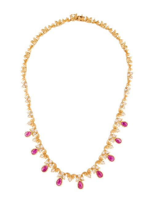 Necklace 18K 7.38ctw Ruby & Diamond Collar Necklace