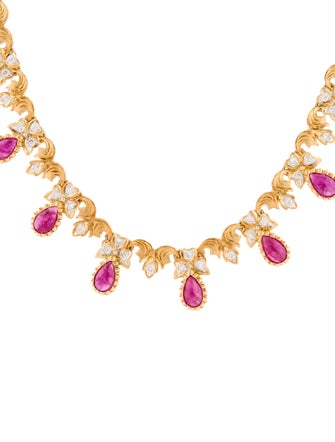 Necklace 18K 7.38ctw Ruby & Diamond Collar Necklace