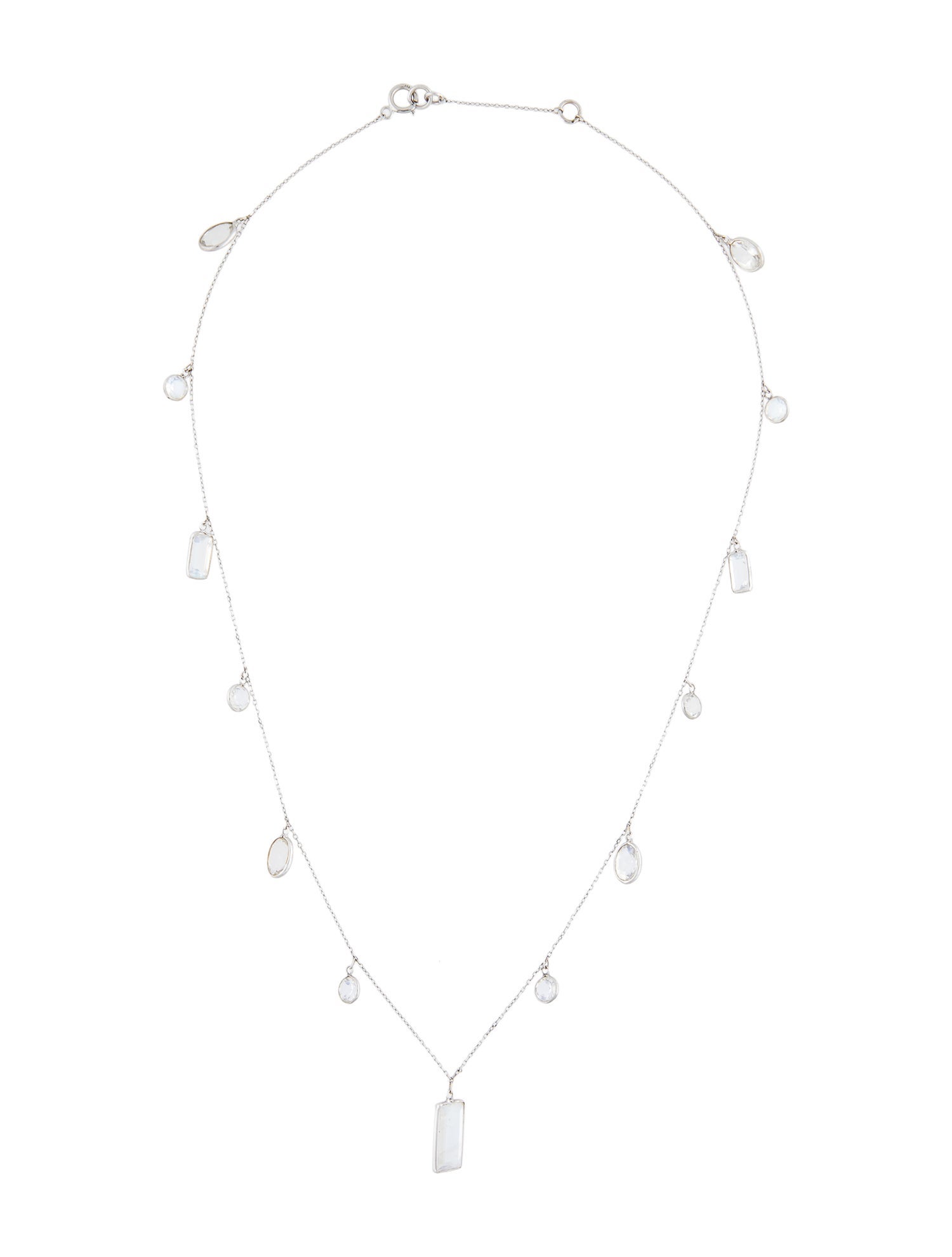 Necklace 18K 8.59ctw Moonstone Labradorite Station