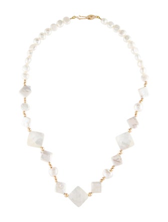Necklace 14K Mother of Pearl & Pearl Strand Collar Necklace