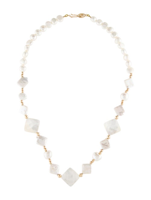 Necklace 14K Mother of Pearl & Pearl Strand Collar Necklace