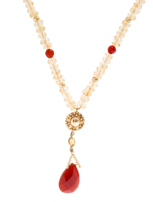 Necklace Zoe B 14K Carnelian & Citrine Lavalier Necklace