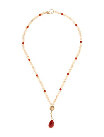 Necklace Zoe B 14K Carnelian & Citrine Lavalier Necklace