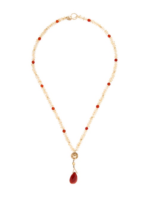 Necklace Zoe B 14K Carnelian & Citrine Lavalier Necklace