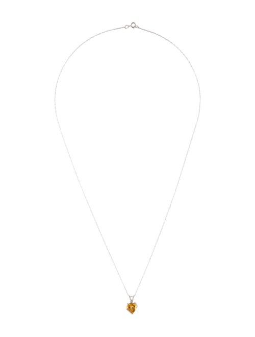 Necklace 10K Citrine & Diamond Pendant Necklace