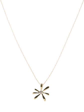 Necklace 10K Diamond Flower Pendant Necklace