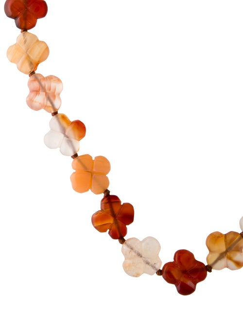 Necklace 14K Carnelian Flower Bead Strand Necklace