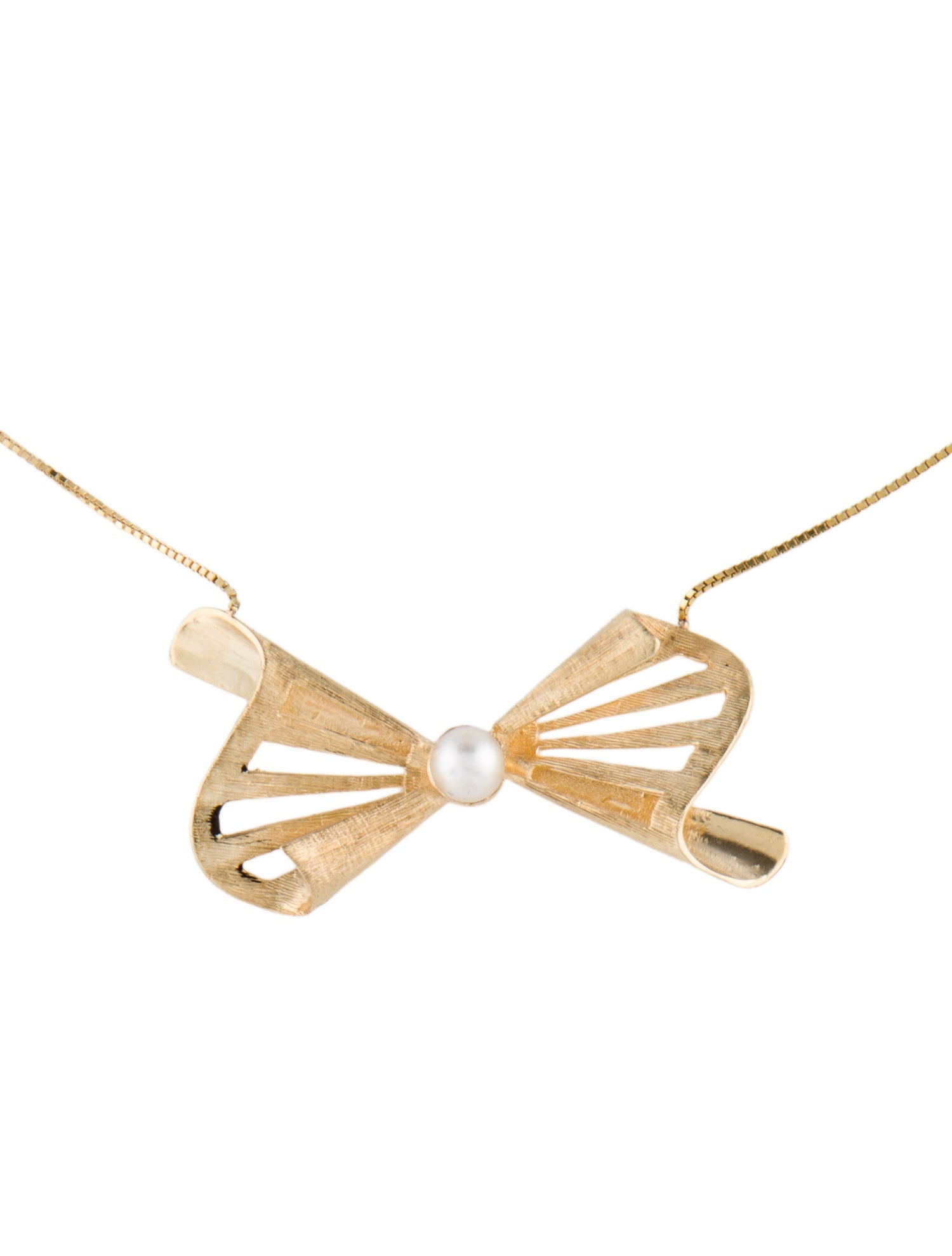 Necklace 14K Pearl Bow Pendant