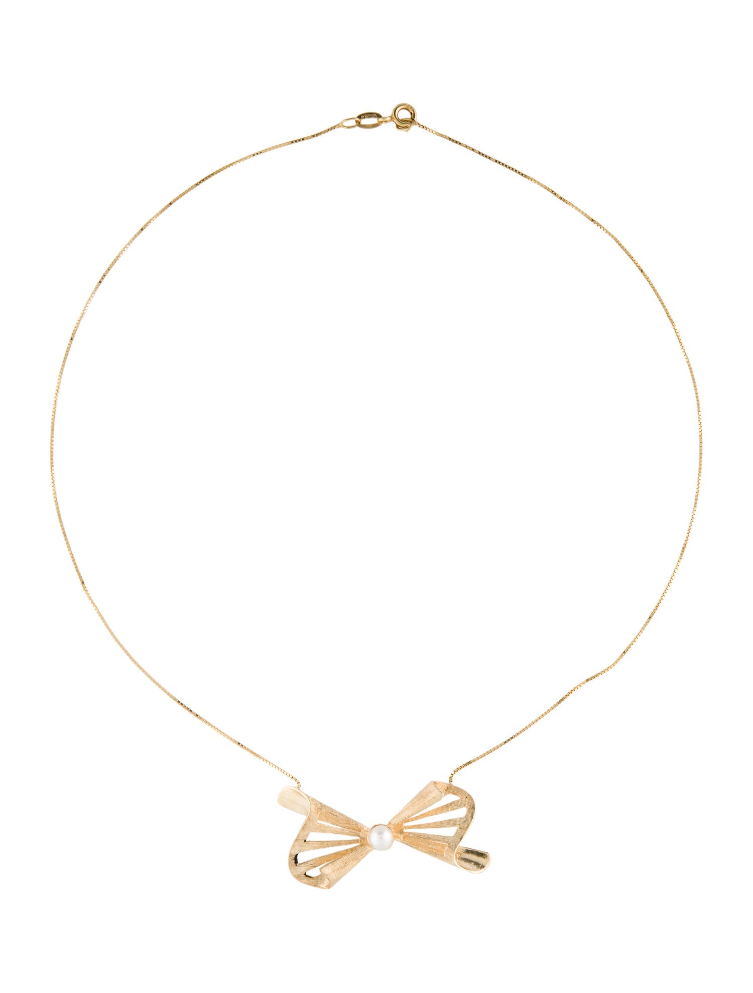 Necklace 14K Pearl Bow Pendant