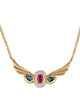 Necklace 14K Ruby, Sapphire, & Diamond Winged Pendant Necklace