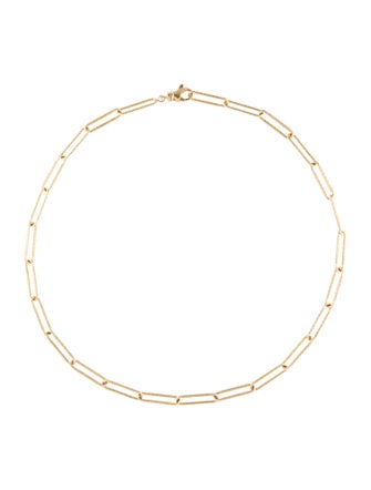 Necklace 18K Textured Paperclip Chain Necklace