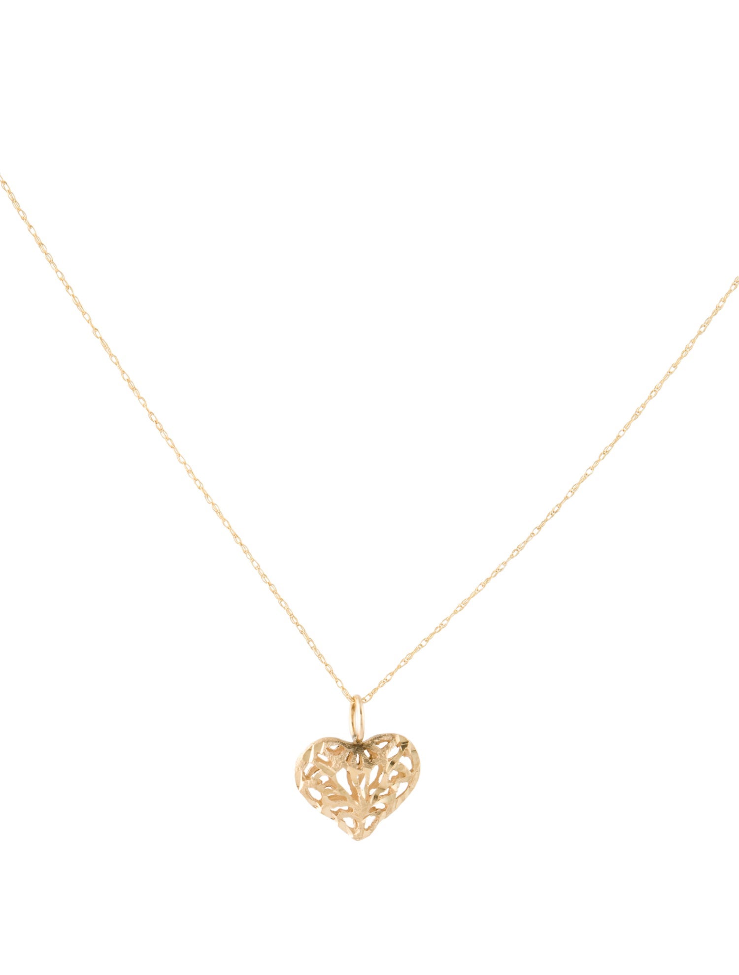 Necklace 14K Textured Heart Pendant Necklace