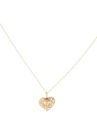 Necklace 14K Textured Heart Pendant Necklace