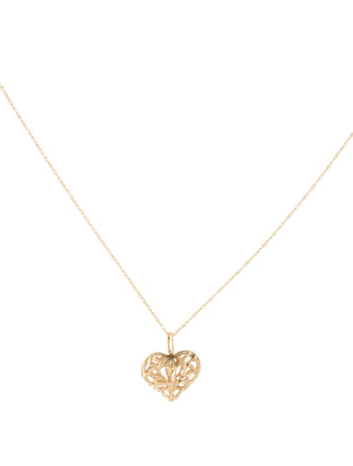 Necklace 14K Textured Heart Pendant Necklace