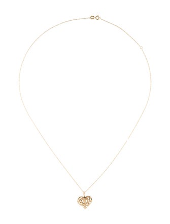 Necklace 14K Textured Heart Pendant Necklace