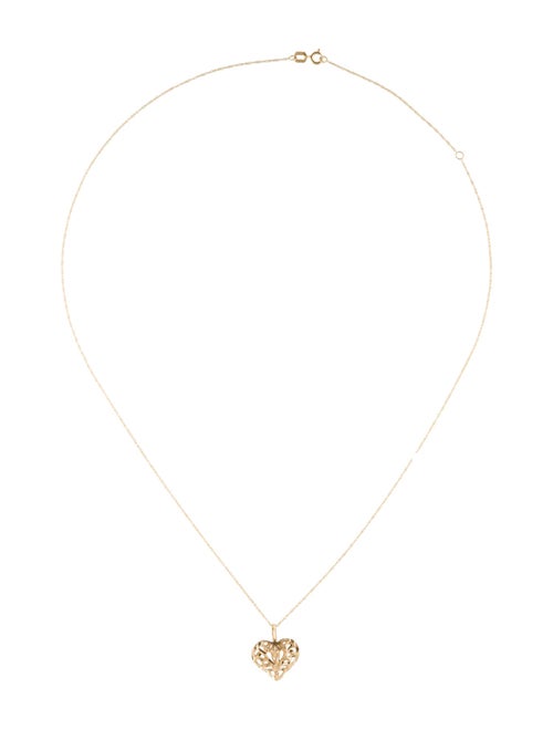 Necklace 14K Textured Heart Pendant Necklace