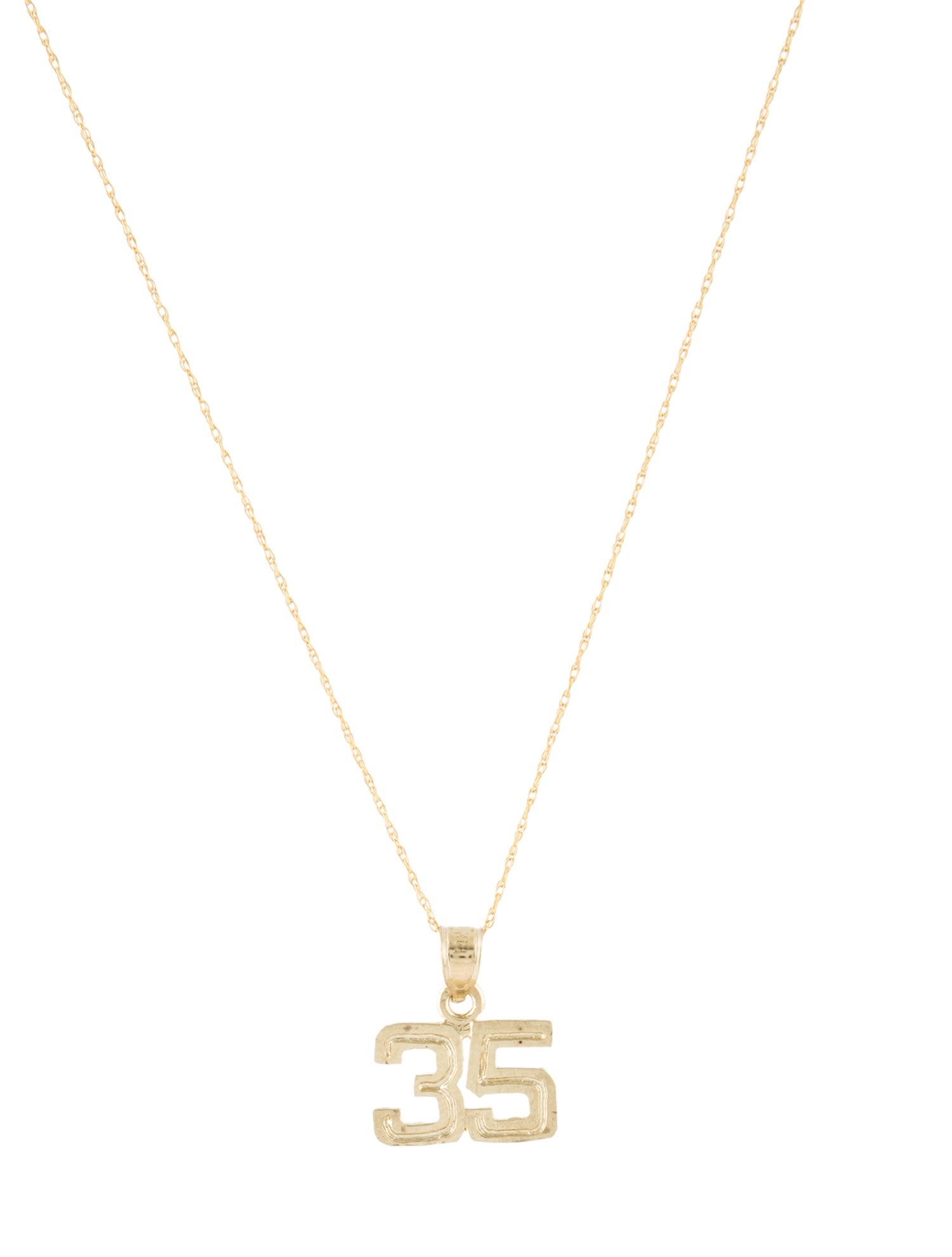 Necklace 14K Number '35' Pendant Necklace
