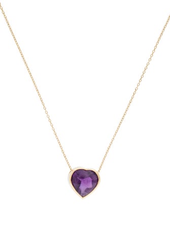 Necklace 18K Amethyst Heart Pendant Necklace