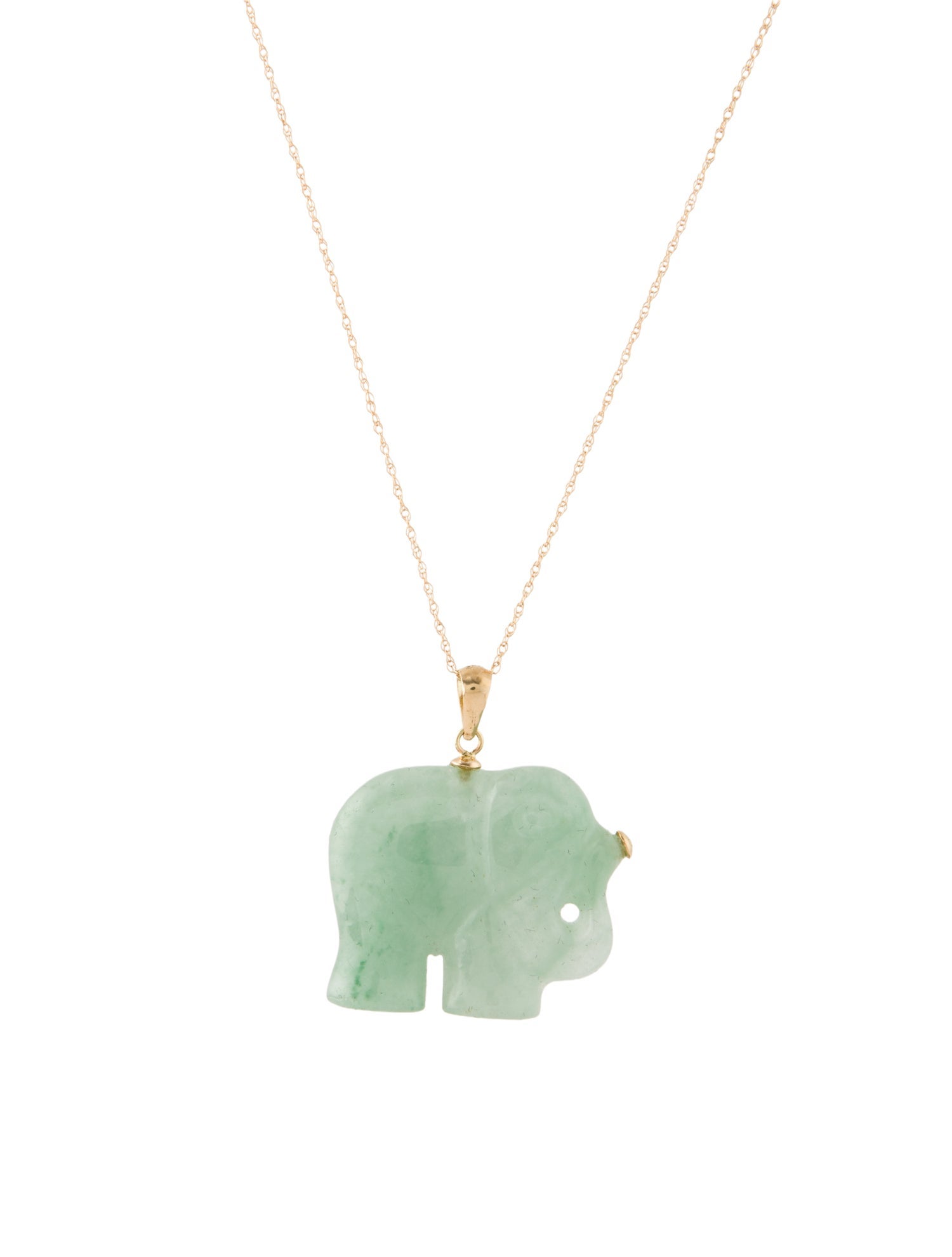 Necklace 14K Jadeite Elephant Pendant Necklace