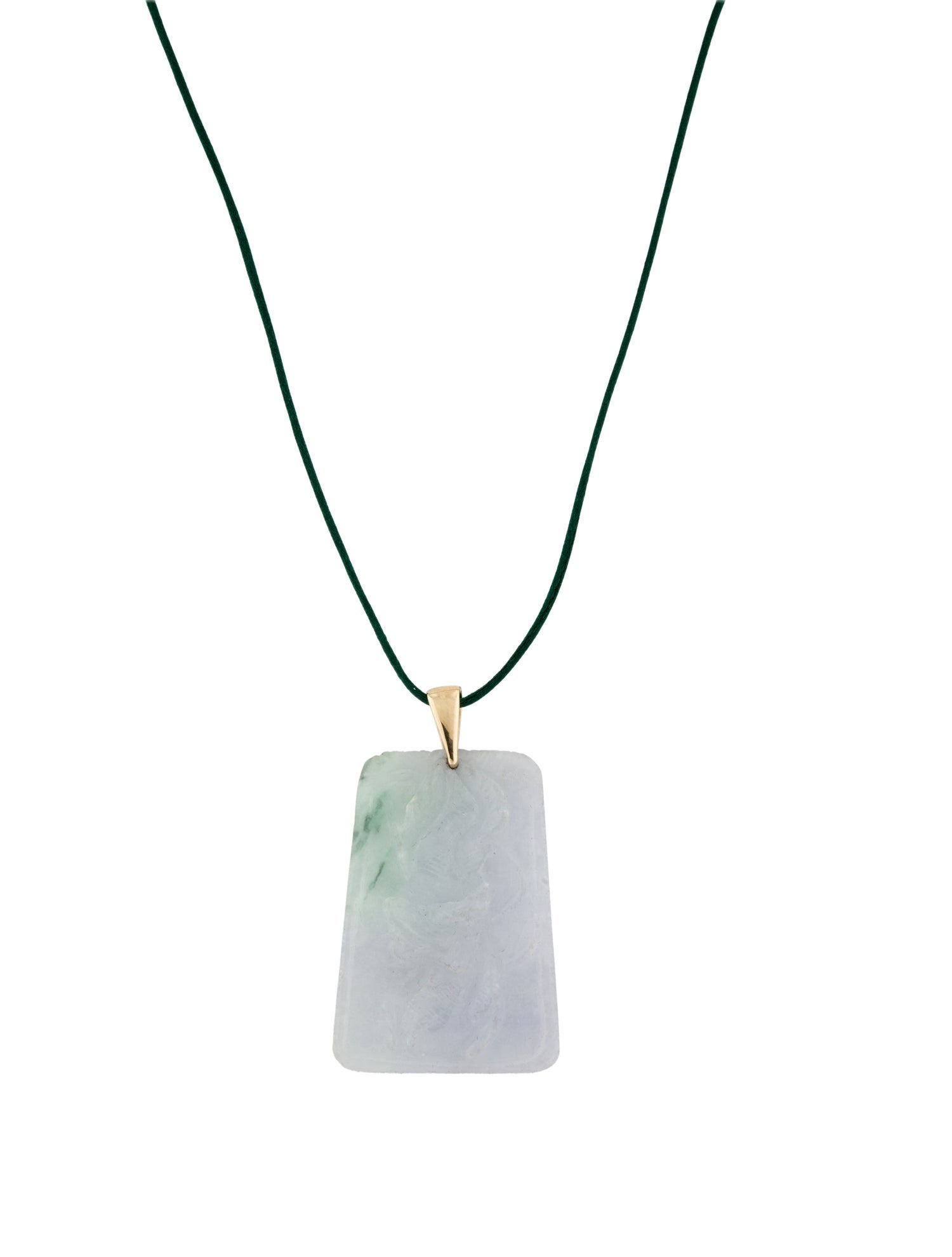 Necklace 14K Carved Jadeite Dragon Pendant