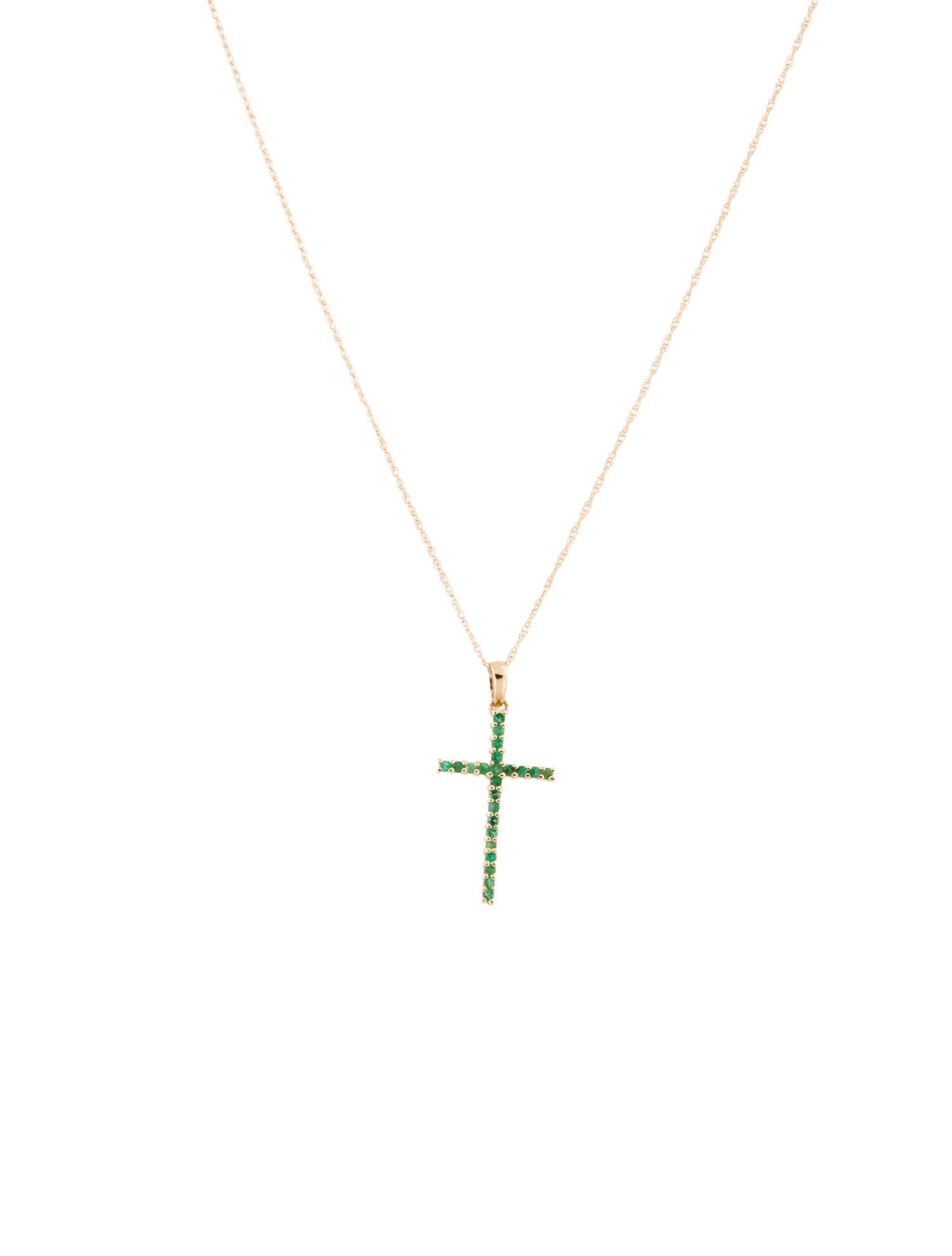 Necklace 14K Emerald Cross Pendant