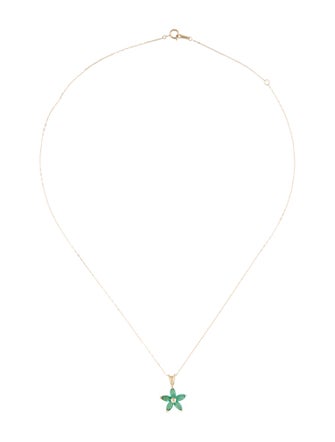 Necklace 14K Emerald Flower Pendant Necklace