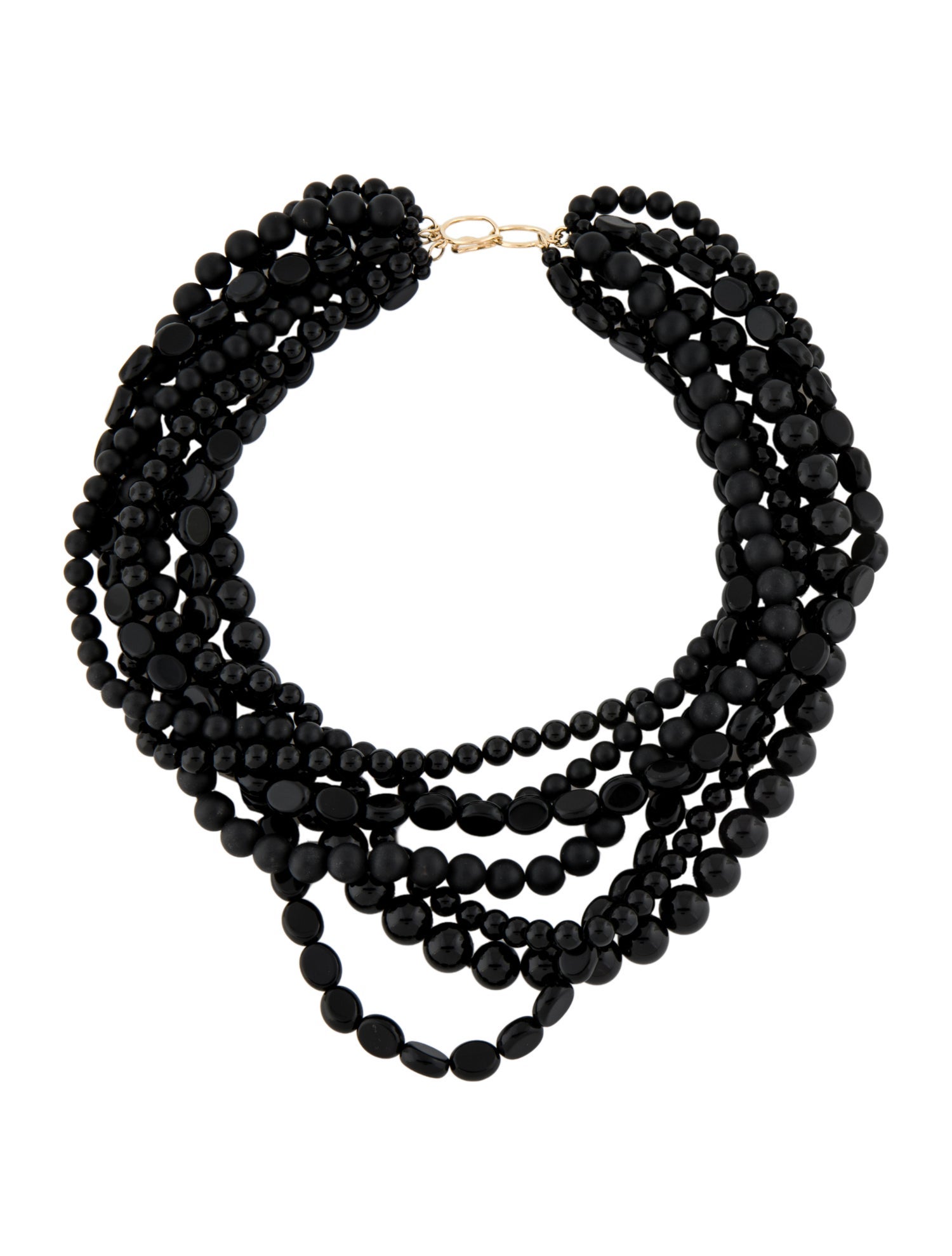 Necklace 14K Onyx Multistrand Beaded