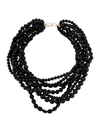 Necklace 14K Onyx Multistrand Beaded Necklace