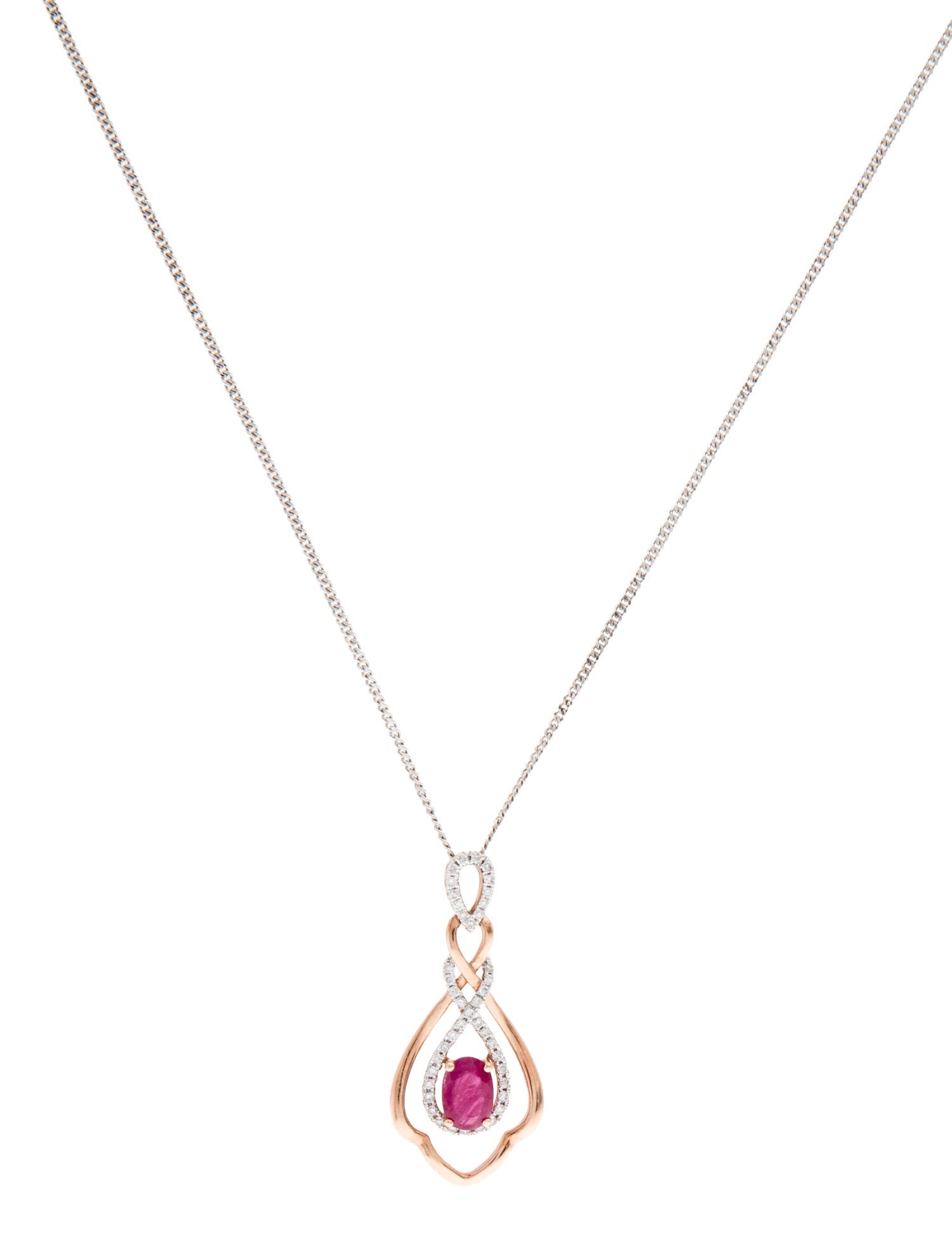 Necklace Two-Tone 0.51ct Ruby & Diamond Pendant