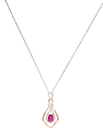 Necklace Two-Tone 0.51ct Ruby & Diamond Pendant Necklace