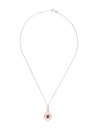 Necklace Two-Tone 0.51ct Ruby & Diamond Pendant Necklace
